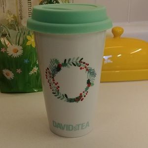 NEW Davids Tea Ceramic Reusable To Go Cup with Lid